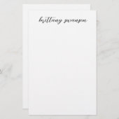 Handgeschreven stijlnaam in zwart-wit briefpapier (Voorkant / Achterkant)