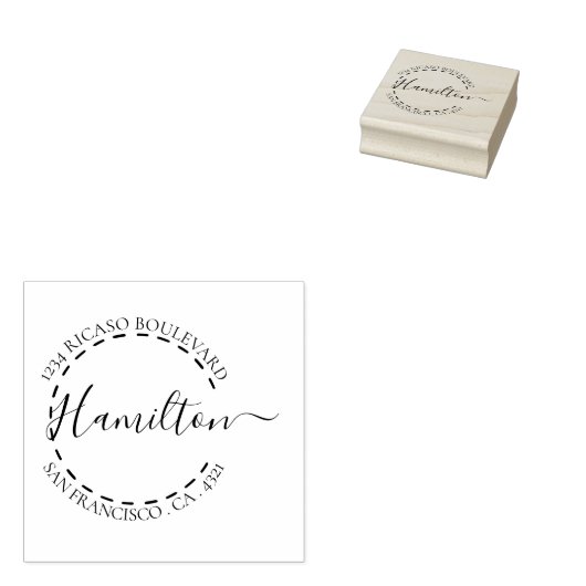 Handgeschreven Surname Circulair Adres Gepersonali Rubberstempel (Gestempeld)