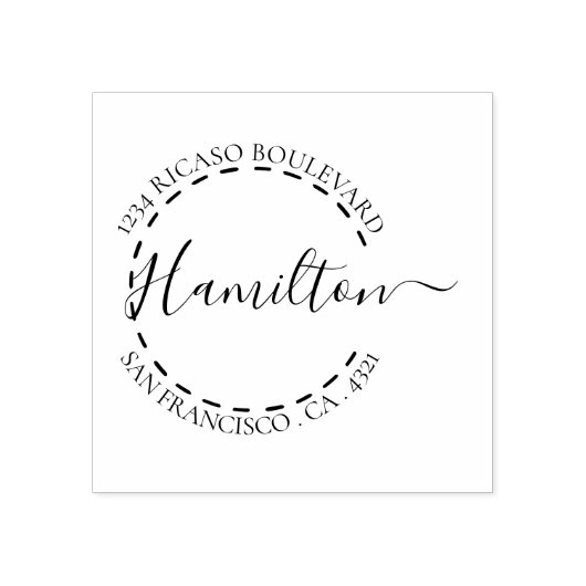 Handgeschreven Surname Circulair Adres Gepersonali Rubberstempel (Afrduk)