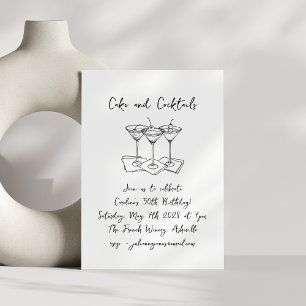 Handgeschreven Taarten Cocktails Doodles Verjaarda Kaart