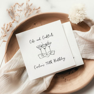 Handgeschreven Taarten Cocktails Doodles Verjaarda Servet