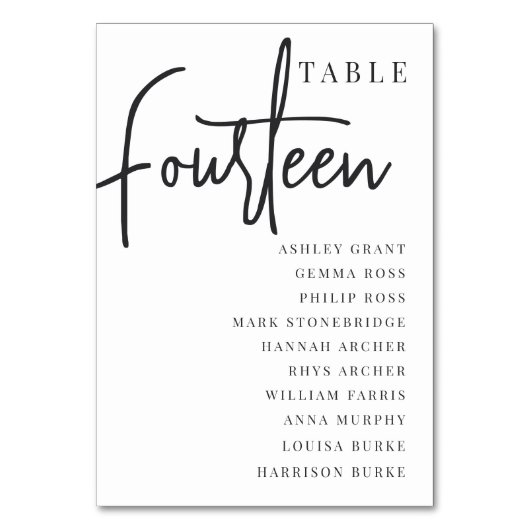 Handgeschreven tabelvoorspelling + gastnamen kaart (Achterkant)