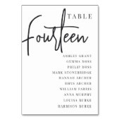 Handgeschreven tabelvoorspelling + gastnamen kaart (Voorkant)