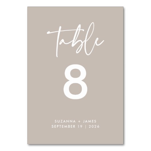 Handgeschreven Taupe Calligraphy Script Weddenscha Kaart (Voorkant)