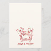 Handgeschreven tekening Scribble Doodle Red Weddin Menu (Achterkant)