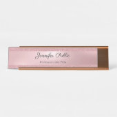 Handgeschreven tekst Elegant Roos Gold Glitter Mod Bureau Naambordje (Voorkant)