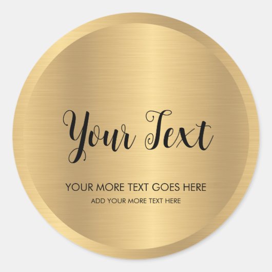 Handgeschreven tekst Metallic Look Faux Gold Large Ronde Sticker (Voorkant)