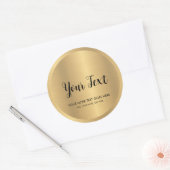 Handgeschreven tekst Metallic Look Faux Gold Large Ronde Sticker (Envelop)