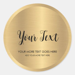Handgeschreven tekst Metallic Look Faux Gold Large Ronde Sticker