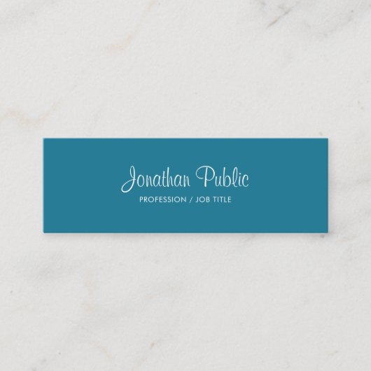 Handgeschreven tekst Trendy Turquoise Color Modern Mini Visitekaartje (Voorkant)