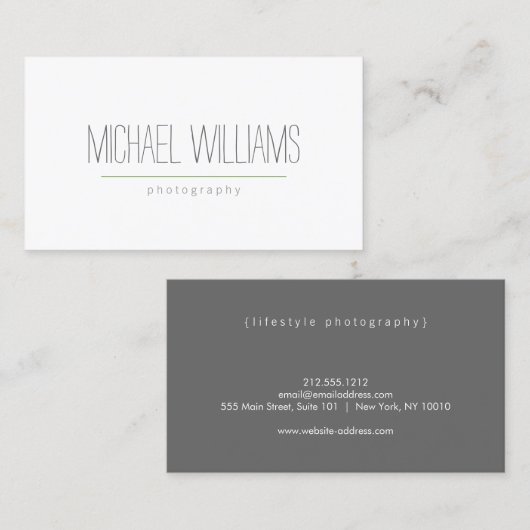 Handgeschreven tekst Visitekaartje van de fotograa (Voorkant / Achterkant)