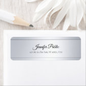 Handgeschreven tekst Zilver Elegant retour adres Etiket (Insitu)