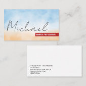 handgeschreven | Textuur Blauw Sinaasappel Achterg Visitekaartje (Voorkant / Achterkant)