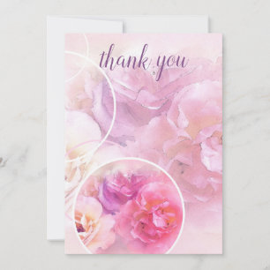 Handgeschreven Thank You met Elegante Waterverf Ro Bedankkaart