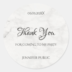 Handgeschreven Thank You Sjabloon Marble Chic Ronde Sticker