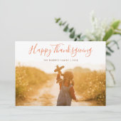 Handgeschreven Thanksgiving vakantiefoto Feestdagenkaart (Staand voorkant)