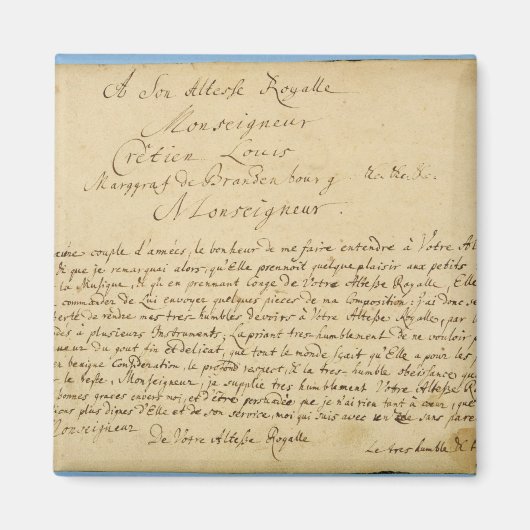 Handgeschreven toewijding "Brandenburger Concertos Magneet (Voorkant)