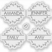 Handgeschreven Transparante Floral Persoonlijke Na Sticker (Voorkant)