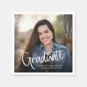 Handgeschreven trendy Casual Script Photo Afstuder Servet (Voorkant)