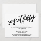 Handgeschreven trouwafzegging met excuses kaart (Voorkant / Achterkant)