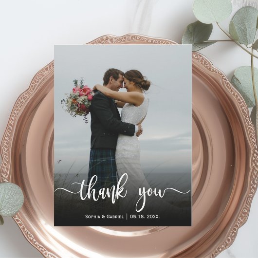 Handgeschreven trouwfoto Dank u Magnetische Kaart