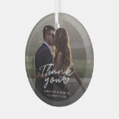 Handgeschreven trouwfoto Dank u voor Kerstmis Glas Ornament (Voorkant links)
