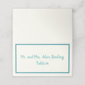 Handgeschreven Turquoise Blauw Bold Border Bruilof Plaatskaartje (Buitenkant ongevouwen)