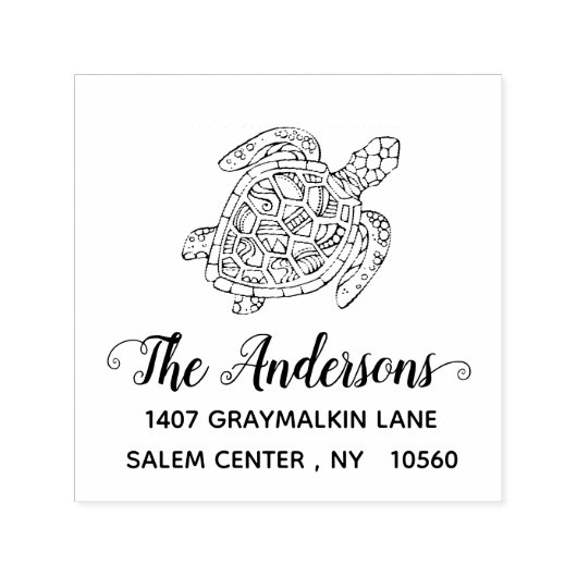 Handgeschreven Turtle Custom Return Adres Zelfinktende Stempel (Design)