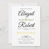 Handgeschreven typografie gele bloemen bruiloft kaart (Voorkant)