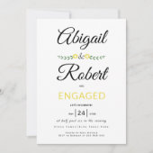 Handgeschreven typografie gele bloemen verloving kaart (Voorkant)