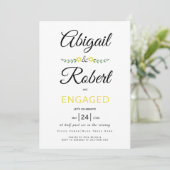 Handgeschreven typografie gele bloemen verloving kaart (Staand voorkant)