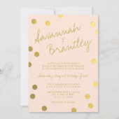 Handgeschreven Typografie Gold Foil Confetti Weddi Kaart (Voorkant)