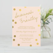Handgeschreven Typografie Gold Foil Confetti Weddi Kaart (Staand voorkant)