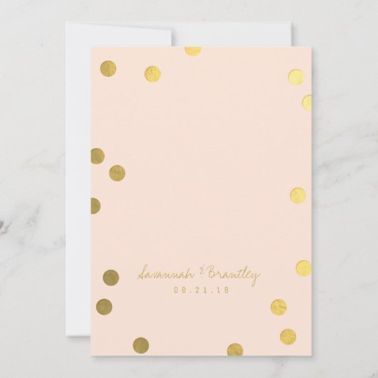 Handgeschreven Typografie Gold Foil Confetti Weddi Kaart (Achterkant)