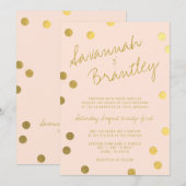 Handgeschreven Typografie Gold Foil Confetti Weddi Kaart (Voorkant / Achterkant)