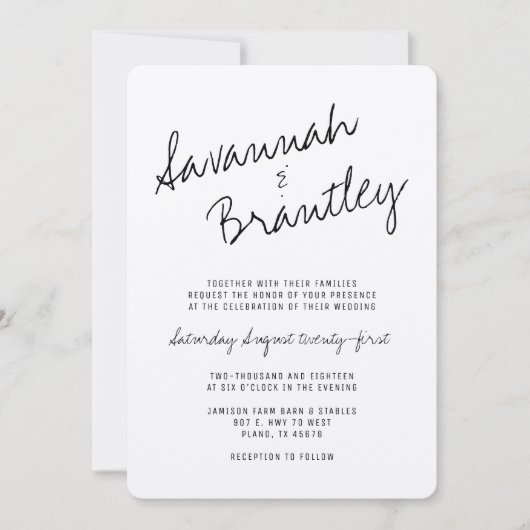 Handgeschreven Typografie Kraft Wedding Invitation Kaart (Voorkant)