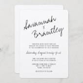 Handgeschreven Typografie Kraft Wedding Invitation Kaart (Voorkant / Achterkant)