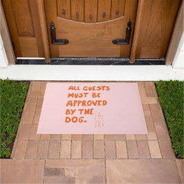 Handgeschreven typografie met hondenillustratie deurmat