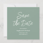 Handgeschreven typografie - Mintgroene bruiloft Save The Date (Voorkant)