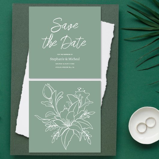 Handgeschreven typografie - Mintgroene bruiloft Save The Date