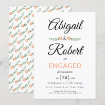 Handgeschreven typografie perzikbloemen verloving