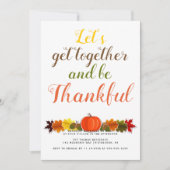 Handgeschreven typografie pompoen bladeren Thanksg Kaart (Voorkant)