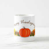 Handgeschreven typografie pompoen bladeren Thanksg Koffiemok (Center)