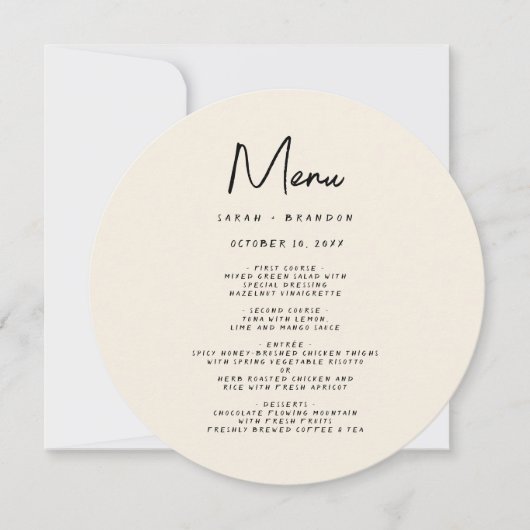 Handgeschreven typografie retro trouwmenu kaart (Voorkant)