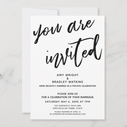 Handgeschreven U Bent Uitgenodigd Bruiloft Na-fees Kaart (Voorkant)