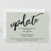 Handgeschreven Uitgestelde Bruiloft Update Sage Ka Kaart (Voorkant)
