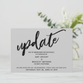 Handgeschreven Uitgestelde Trouw Grijze Aankondigi Kaart (Staand voorkant)