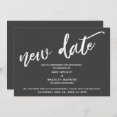 Handgeschreven Uitgestelde Trouwdatum Donkergrijs Kaart (Voorkant / Achterkant)