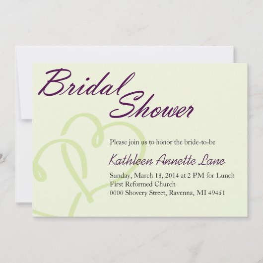 Handgeschreven uitnodiging voor een bridale douwer (Voorkant)