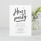 Handgeschreven uitnodiging voor Hen's Party (Staand voorkant)
